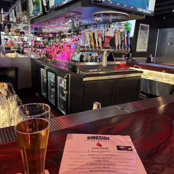 Ringside Bar & Grill - Quick peek at the menu  Good pic of the bar. PLENTY of TVs to watch from any angle. This is a GOOD LOCAL BUSINESS. - Sports Bars Near Me - Lake Elsinore, California