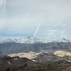 Mormon Rocks Interpretive Trail - Snow capped mountains