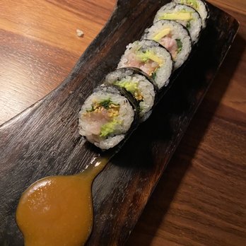 Uchiko Houston - P-38 Maki: Good standard roll everyone will probably enjoy. Whole table preferred the darker sauce. - Sushi Bars Near Me - Houston, Texas Uchiko Houston - P-38 Maki: Good standard roll everyone will probably enjoy. Whole table preferred the darker sauce. - Sushi Bars Near Me - Houston, Texas