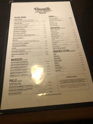 Menu photo 3 El Rinconcito Colombiano West Palm Beach, FL