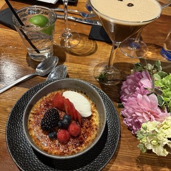 The Cannery - Crème brûlée, espresso martini (half caff) and vodka soda - Seafood Near Me - Newport Beach, California