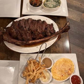 Char Steakhouse and Bar - Tomahawk  35 oz Lobster Mac & Cheese Creamed Spinach Brussels sprouts Truffle fries - Steakhouses Near Me - Mahopac, New York