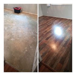 Fix it Solutions - During and after picture of hardwood flooring project.