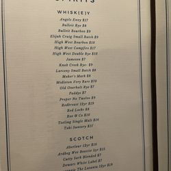 Buchanan’s  - Spirits menu