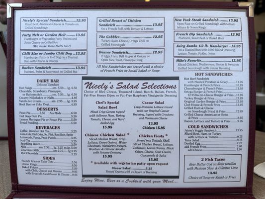 Menu photo 6 Nicely's Lee Vining, CA
