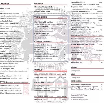 Karazishi Botan - Menu from eater's website. Blurry here but go find it online! - Ramen Near Me - Brooklyn, New York