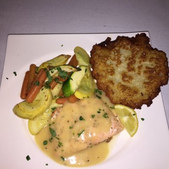 Baltic Restaurant - Grilled salmon with lemon butter champagne sauce and a potato pancake - Polish Near Me - Berlin, Connecticut
