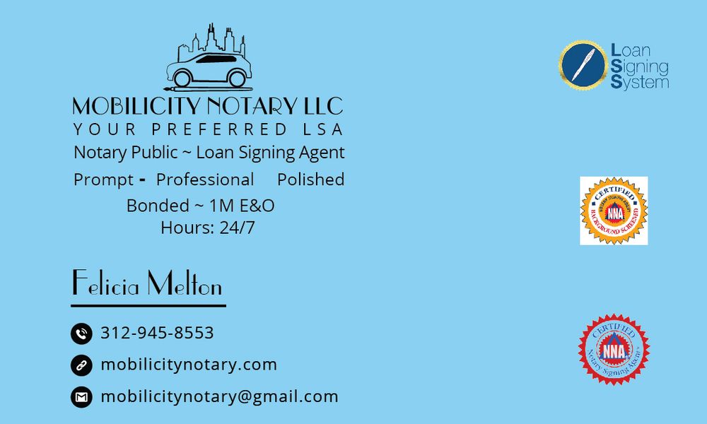 MOBILICITY NOTARY Updated March 2024 Chicago, Illinois Notaries