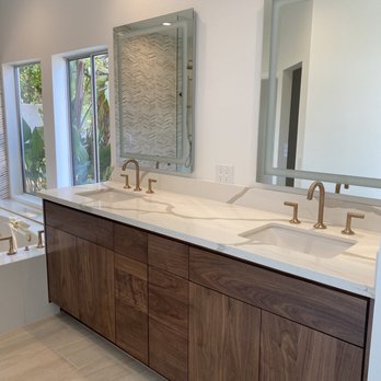 Mcclintock Cabinets - Master vanity walnut slab - Kitchen & Bath Near Me - Riverside, California