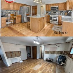 Triple R Hauling and Junk Removal - Before and after kitchen demolition in Hoffman Estates, IL.