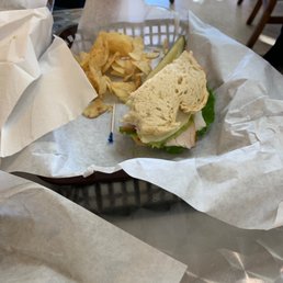 1/2 turkey on fresh baked sourdough bread. 1/2 turkey on fresh baked sourdough bread.