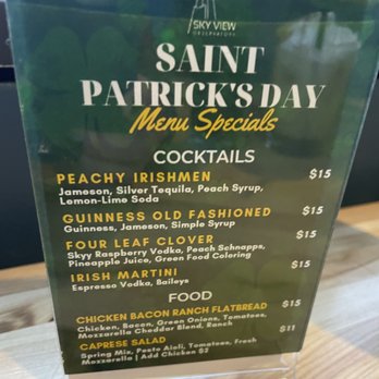 Sky View Observatory - St. Patrick's Day special cocktails - Observatories Near Me - Seattle, Washington Sky View Observatory - St. Patrick's Day special cocktails - Observatories Near Me - Seattle, Washington
