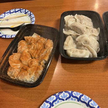 Dumpling House - Chili wontons (left) shrimp and chicken dumplings (right) - Pan Asian Near Me - Sacramento, California Dumpling House - Chili wontons (left) shrimp and chicken dumplings (right) - Pan Asian Near Me - Sacramento, California