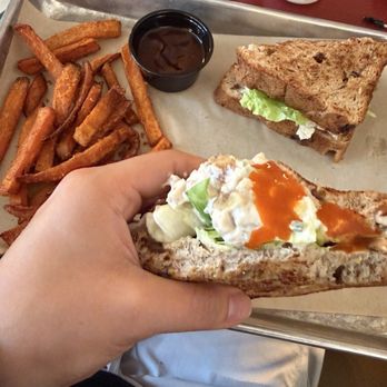 Polly's Pies Restaurant & Bakery - Chicken salad sandwich with sweet potato fries - Bakeries Near Me - Montebello, California Polly's Pies Restaurant & Bakery - Chicken salad sandwich with sweet potato fries - Bakeries Near Me - Montebello, California