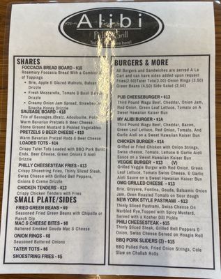 Menu photo 4 The Alibi Pub and Grill Chico, CA