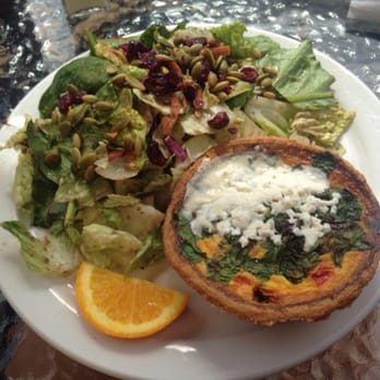 Willow Street Cafe - Feta and Spinach Quiche with a side salad. - Cafes Near Me - Chemainus, British Columbia Willow Street Cafe - Feta and Spinach Quiche with a side salad. - Cafes Near Me - Chemainus, British Columbia