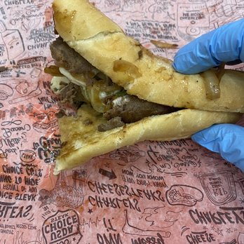 Charleys Cheesesteaks - Philly cheese steak without the veggies and Mayo. Only onions mushrooms and peppers with lots of cheese - Cheesesteaks Near Me - Randolph Afb, Texas