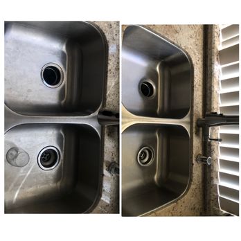 Mayberry's Maids - Before and after stainless steel sink clean and polish ! - Home Cleaning Near Me Mayberry's Maids - Before and after stainless steel sink clean and polish ! - Home Cleaning Near Me