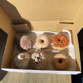 Deviant Donuts - Our 6 for sampling. We both had a bite or two of each, sitting in the sunshine, with our coffees. - Donuts Near Me - Mystic, Connecticut Deviant Donuts - Our 6 for sampling. We both had a bite or two of each, sitting in the sunshine, with our coffees. - Donuts Near Me - Mystic, Connecticut