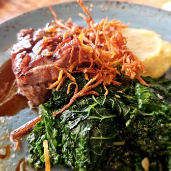 The Beach House - Lots of greens, cold mash potatoes, a lovely $61 steak cooked exactly as ordered. - Asian Fusion Near Me - Koloa, Hawaii The Beach House - Lots of greens, cold mash potatoes, a lovely $61 steak cooked exactly as ordered. - Asian Fusion Near Me - Koloa, Hawaii