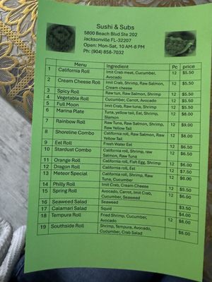 Menu photo 1 Sushi & Sub Jacksonville, FL
