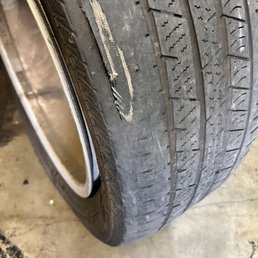 This is the tire they "rotated and balanced"