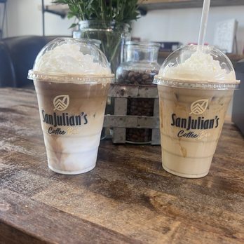 San Julian's Coffee - Vanilla iced latte and salted caramel iced latte - Coffee & Tea Near Me - Winter Park, Florida San Julian's Coffee - Vanilla iced latte and salted caramel iced latte - Coffee & Tea Near Me - Winter Park, Florida