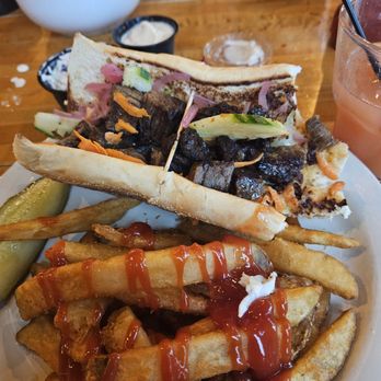 Bubba's Burgers And Bar - Brisket Bahn mi sandwich with fries - American Near Me - Traverse City, Michigan