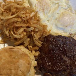 Steak and eggs with biscuits Steak and eggs with biscuits