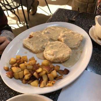 The Cow An Eatery - 2 Biscuits and gravy with homefries - Diners Near Me - Morrison, Colorado