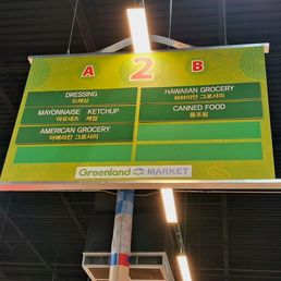 Aisles marked with big signs Aisles marked with big signs
