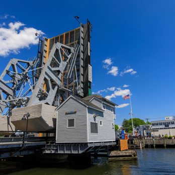Mystic River Bascule Bridge - Bridge from Dock - Fully Opened - Landmarks & Historical Buildings Near Me - Mystic, Connecticut Mystic River Bascule Bridge - Bridge from Dock - Fully Opened - Landmarks & Historical Buildings Near Me - Mystic, Connecticut