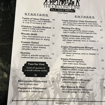 Second Line Sports Edition - the menu - New American Near Me - Kenner, Louisiana Second Line Sports Edition - the menu - New American Near Me - Kenner, Louisiana