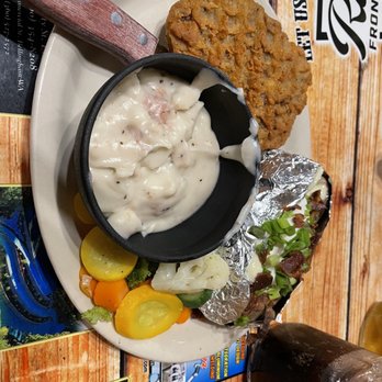 Rustlers Front Street Grill - Country Fried Steak with baked potato - Breakfast & Brunch Near Me - Lynden, Washington Rustlers Front Street Grill - Country Fried Steak with baked potato - Breakfast & Brunch Near Me - Lynden, Washington