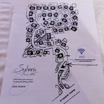 Sybaris Pool Suites - Map of the Sybaris Northbrook suites. There's 40 individual suites on 5.5 acres of property. - Hotels Near Me - Northbrook, Illinois