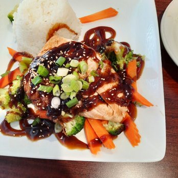 Simply Asian Fusion - Teriyaki salmon. Huge portion, cooked just right. - Asian Fusion Near Me - Rogers, Arkansas Simply Asian Fusion - Teriyaki salmon. Huge portion, cooked just right. - Asian Fusion Near Me - Rogers, Arkansas