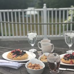 Yummy and beautiful breakfast with lake view Yummy and beautiful breakfast with lake view