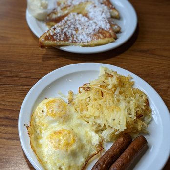 Denny's - Closer look at my free triple double slam. I got an extra slice of french toast and hash browns. - Breakfast & Brunch Near Me - Fairview, Tennessee