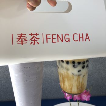 Feng Cha Teahouse - Taro ice slush and creme brûlée dirty boba - Bubble Tea Near Me - Costa Mesa, California