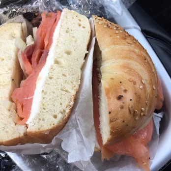The Bagel Corner & Deli - Everything Bagel, w/lox, cream cheese & onion. - Coffee & Tea Near Me - Kearny, New Jersey