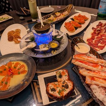 Aqua - King crab, shrimp toast, trout, golden kaluga caviar, hamachi, jamon iberico - Seafood Near Me - Las Vegas, Nevada Aqua - King crab, shrimp toast, trout, golden kaluga caviar, hamachi, jamon iberico - Seafood Near Me - Las Vegas, Nevada