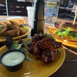 MID-CITY BURGER, BOUDIN EGG ROLL, SWEET CHILI WINGS