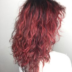 Disconnected layers with cool red.