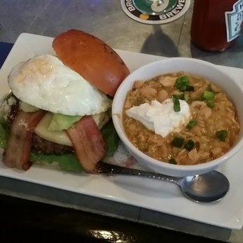 Blu Wolf Bistro - amazing burger with fried egg and chx chilli - Gastropubs Near Me - Rochester, New York