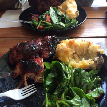 EdeBees Snack Shack - BBQ chicken, twice baked cheesy potato and spinach salad with strawberries - Burgers Near Me - Orick, California