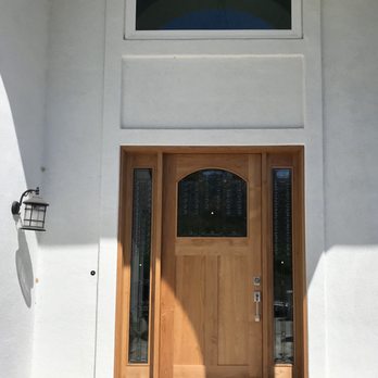 Cunningham Doors & Windows - JELD-WEN IWP entry door with two sidelites- Yorba Linda, CA  Interior of  entry door - Windows Installation Near Me - Santa Ana, California
