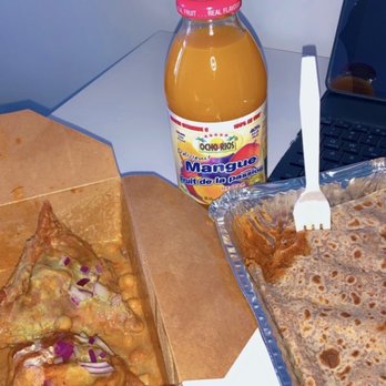 Indian Roti House - Samosa with chickpeas, butter chicken roti, mango juice - Indian Near Me - Toronto, Ontario Indian Roti House - Samosa with chickpeas, butter chicken roti, mango juice - Indian Near Me - Toronto, Ontario