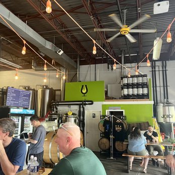 Juicy Brewing - a group of people sitting at a table - Breweries Near Me - Herndon, Virginia