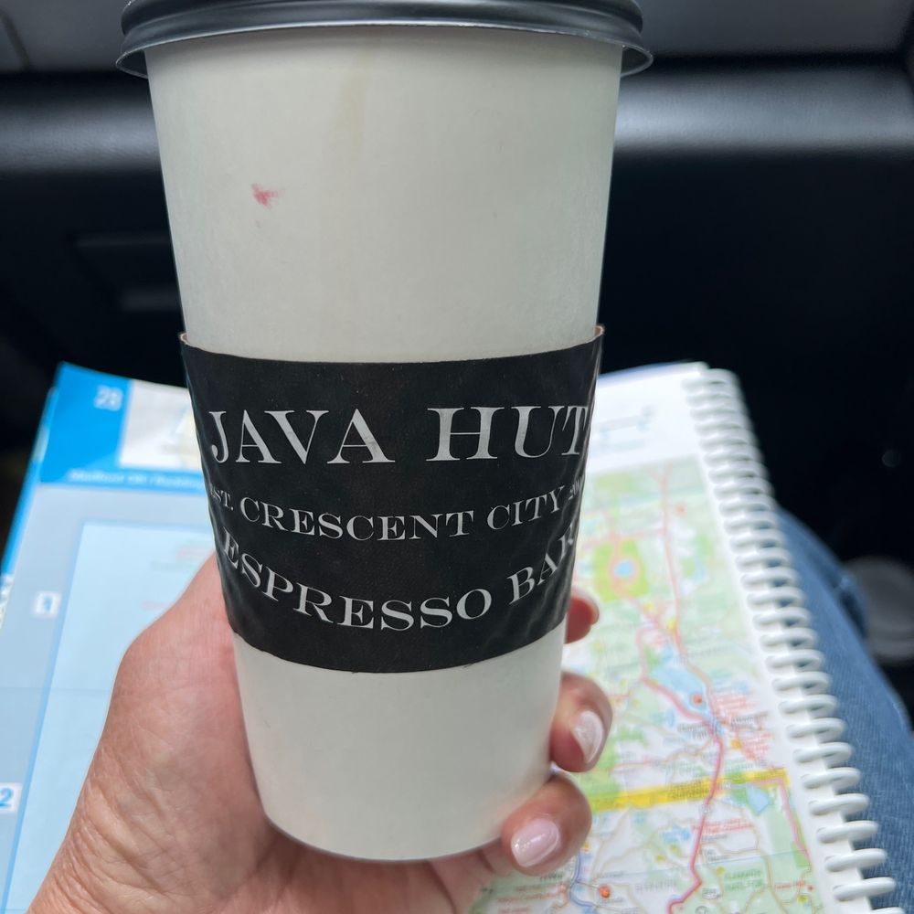 Red-eye (house coffee with a shot of espresso) heading up the coast to Oregon. Red-eye (house coffee with a shot of espresso) heading up the coast to Oregon.