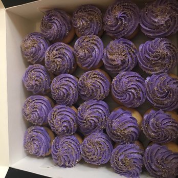 Gencarelli's Bakery - Vanilla cupcakes with purple buttercream icing and gold sprinkles. - Bakeries Near Me - Bloomfield, New Jersey